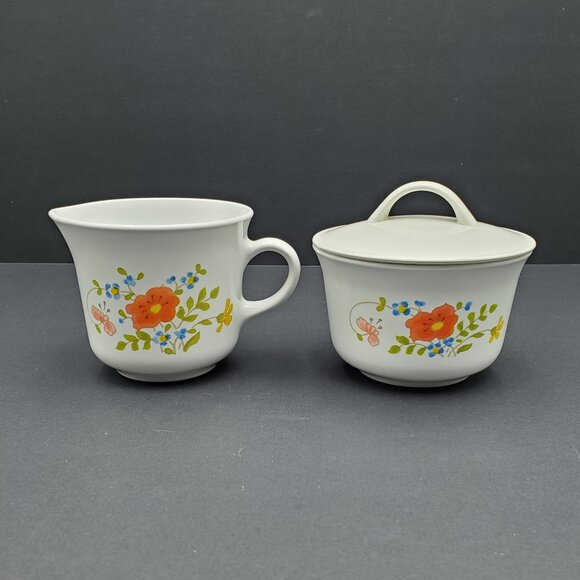 Corelle Wildflower Creamer & Sugar Bowl Corning Spring Bouquet Creamer Set - Picture 1 of 6